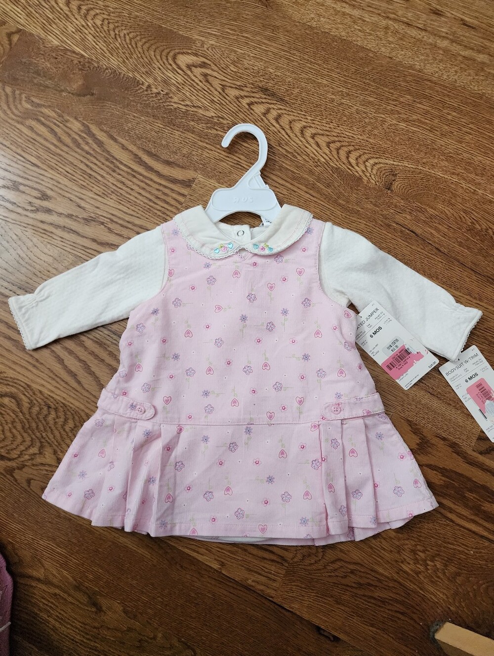 NWT VTG Carter’s Cute Baby Blues 2-Pc Pink Corduroy Pleated Jumper Set 6M